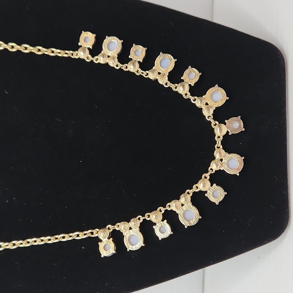 Necklace gold tone gray jewels adjustable - Picture 2 of 3